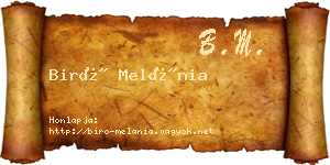 Biró Melánia névjegykártya